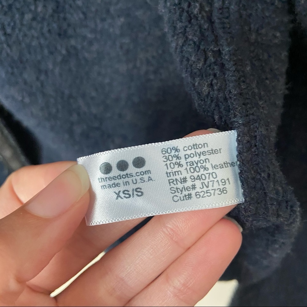Three Dots Leather Trim Cape Cozy Cardigan - Picture 7 of 9